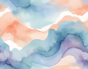 Abstract Watercolor Waves Pastel Hues Soft Flowing Design