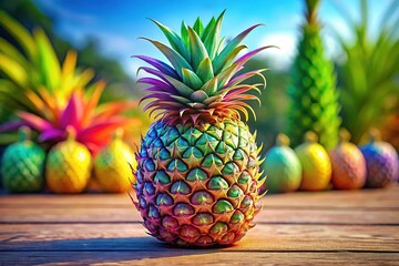 A charming, miniature pineapple coloring page.  Detailed digital line art.