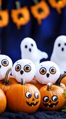Obraz premium Cute Halloween Pumpkins Ghosts Autumn Decor