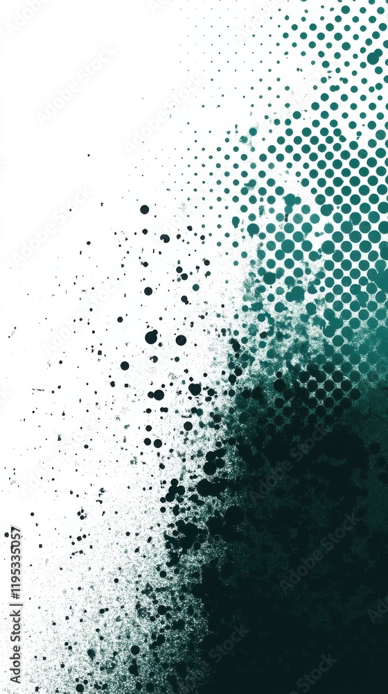 Poster Cool halftone composition with teal fading blending into the background