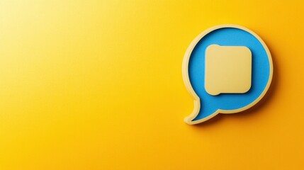 Fototapeta premium Abstract Speech Bubble Icon on Yellow Background: Minimalist 3D Render of Communication Concept