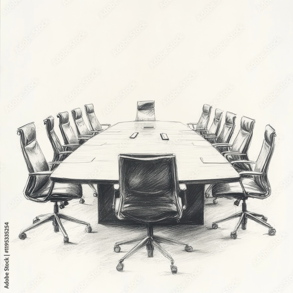 Aufkleber conference table with empty chairs ready for discussion in a business environment