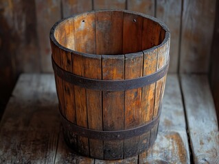 Fototapeta premium Wooden Bucket on Table