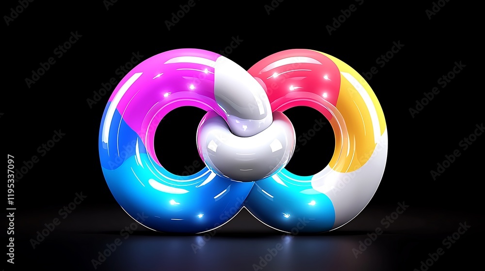 Poster interlinked colorful rings infinity loop abstract 3d render