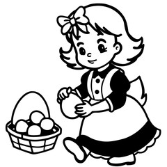 little girl with easter eggs