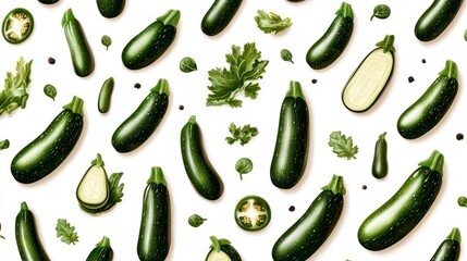 Fresh Zucchini Pattern  Healthy Food  Organic Vegetables  Cooking Ingredients