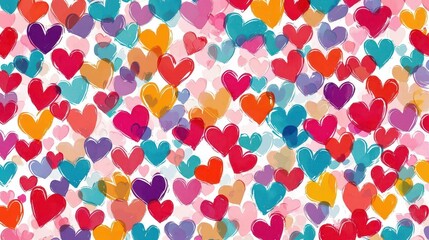 a whimsical hearts background filled with various heart shapes, colors, and sizes, creating a vibrant and cheerful atmosphere that celebrates love