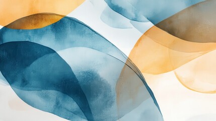 Soft pencil strokes blend cool blue and warm orange hues in a calming abstract design showcasing translucent layers