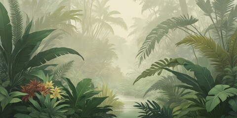 bosque tropical estilo acuarela