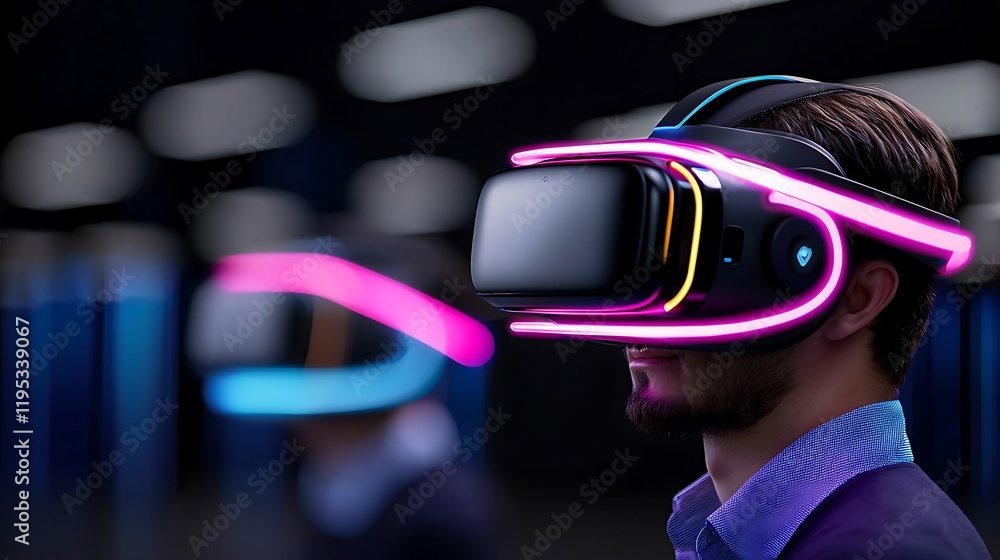 Aufkleber man experiencing virtual reality in a data center