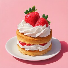 Fresh Strawberry Shortcake with Whipped Cream Delight