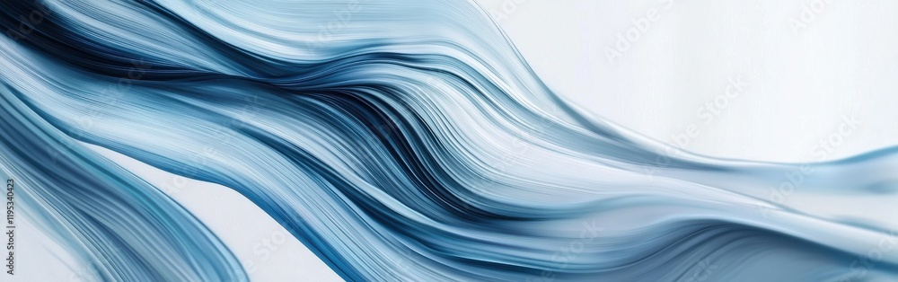 Aufkleber flowing blue waves gracefully traverse a minimalist white background, creating a serene and calming 