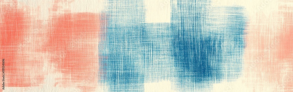 Poster Minimalist background featuring soft pencil strokes in hues of blue and coral creating an abstract design suitable for art and design projects