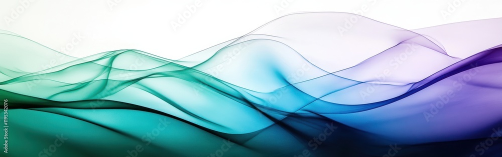 Poster Gradient wave layers featuring emerald green sapphire create a serene visual experience in soft tones
