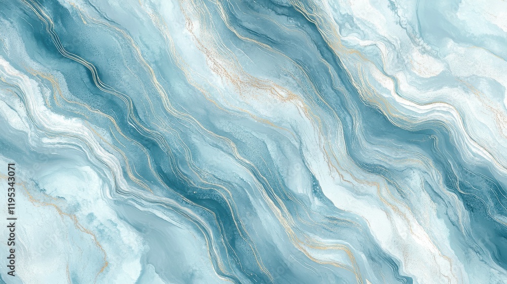 Poster elegant pastel blue design featuring flowing pencil strokes creating a serene and calming atmosphere