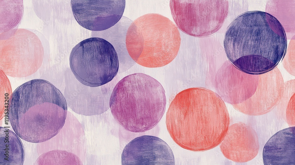 Poster elegant pastel circles in soft pencil strokes create a harmonious composition on a light background
