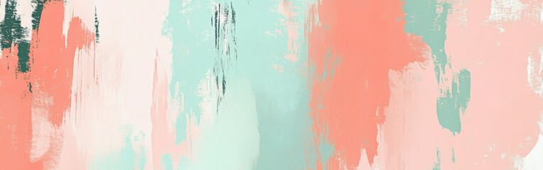 Elegant coral and mint uneven blotches create a mesmerizing abstract backdrop for artistic expression