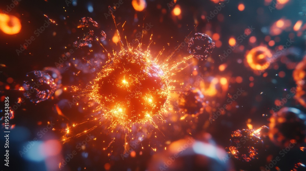 Poster Visualization of antibodies targeting and destroying pathogens in revolutionary immune response dynamics. Generative AI
