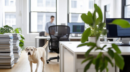 Modern Minimalist Office with Pet Friendly Design