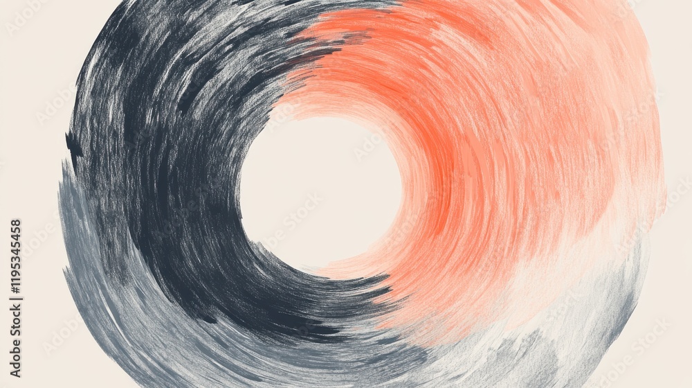 Poster Gradient circle formed by abstract pencil strokes in contrasting colors creating a dynamic visual effect