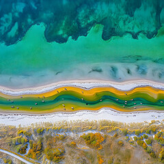 Aerial View Coastal Landscape Illustration