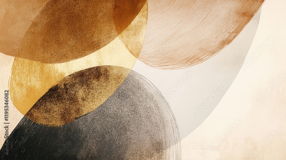 Poster Abstract expression of muted pencil strokes and blotches creating harmonious shapes and textures