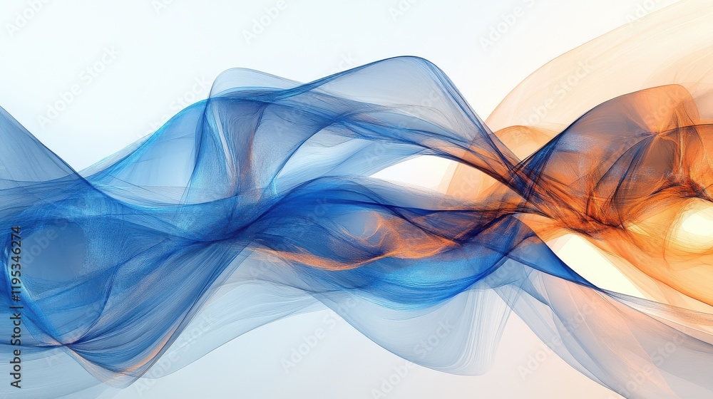 Poster Abstract pencil strokes blending blue into soft hues, creating an elegant flow and dynamic movement in artistic design