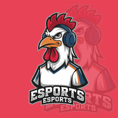 Rooster mascot esport logo design