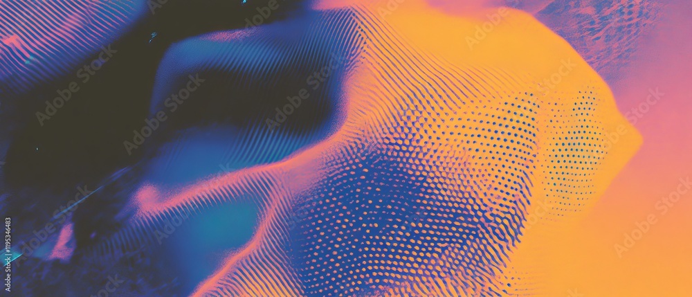 Aufkleber Dynamic abstract patterns with vibrant colors showcasing textures and forms in a surreal visual composition