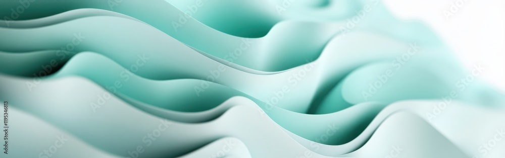 Aufkleber Fluid abstract design of intertwining mint waves evokes a sense of tranquility and modernity within contemporary art