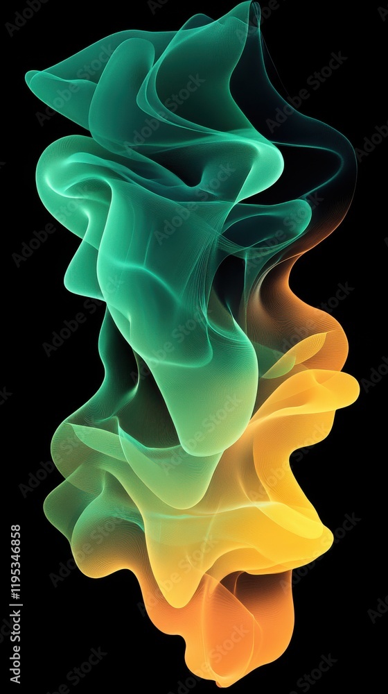Aufkleber Vibrant emerald green fluid shapes create a mesmerizing abstract composition with smooth gradients and dynamic movement