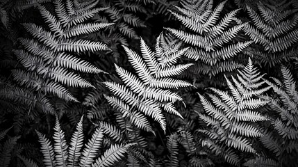 leaves forming a natural pattern on the forest floor, with a variety of textures. Fern leaves 