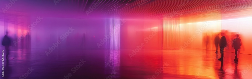 Fototapete surreal exploration of gradients and shadows in an ethereal space filled with mysterious figures