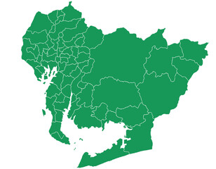 Fototapeta premium 愛知県 地図 グリーン イラスト