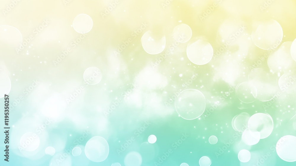 Poster soft pastel gradient creates a calming backdrop with mint green hues and gentle light reflections