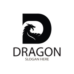 simple black dragon letter d logo design illustration