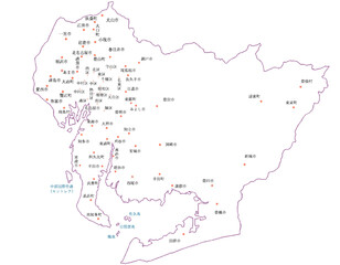愛知県　地図　白　斑点　イラスト