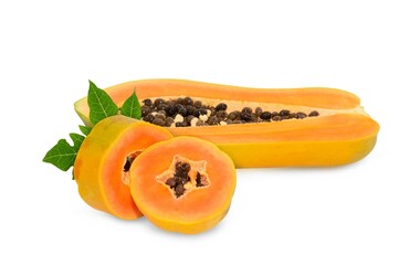 ripe papaya isolated on white background. full depth of field