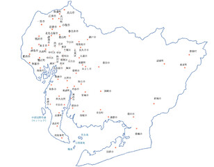 愛知県　地図　白　斑点　イラスト