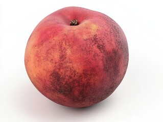 Obraz premium fresh whole organic peach fruit with detailed texture and natural color variations isolated on pure white background with full depth of field