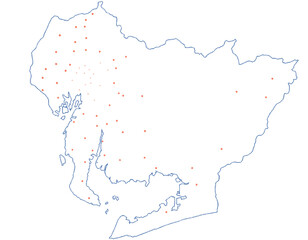 愛知県　地図　白　斑点　イラスト