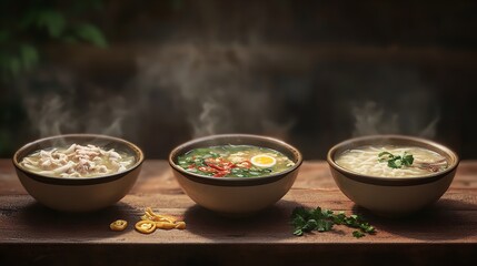 Set or collage of vienta mese traditional soups