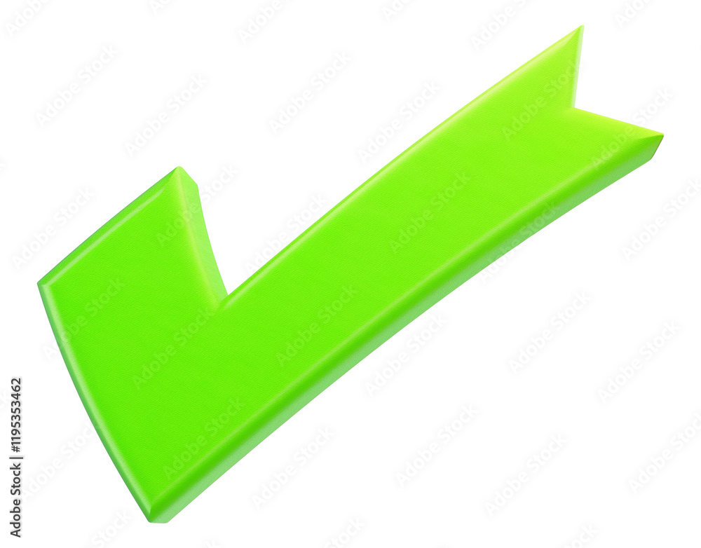 Poster vibrant lime green check mark with gradient effect, isolated on transparency background, symbolizing approval or success. bold color and design make it eye catching and effective for various uses