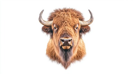 A detailed illustration showcasing the majestic head of a bison, highlighting its powerful horns and shaggy fur, perfect for wildlife enthusiasts.