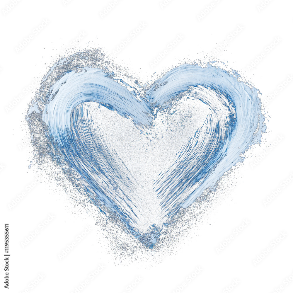 Leinwandbilder navy blue heart with sharp, defined brush edges and textured details stands out against transparency