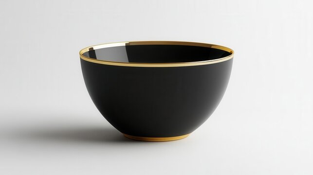 elegant black and gold cereal bowl against an isolated background, exuding sophistication and style for a refined breakfast experience