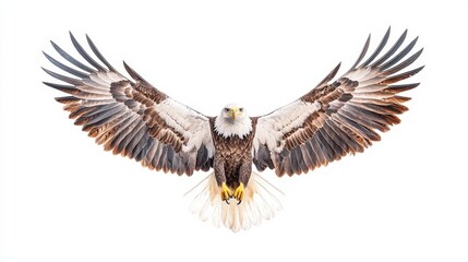 Obraz premium A majestic eagle soaring through the sky with its wings fully spread, symbolizing freedom and strength in wildlife. Captivating wildlife photography.