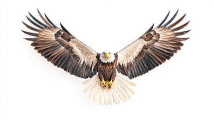 Fototapeta premium A majestic eagle spreads its wings wide, showcasing its stunning plumage. This powerful bird symbolizes freedom and strength in nature.
