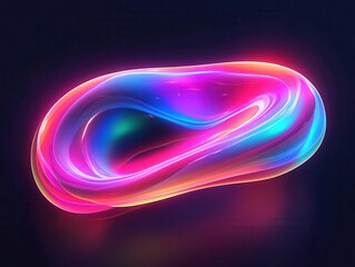 Naklejka premium holographic fluid abstract shape with neon gradient colors floating in dark space - modern 3d rendered digital art background design