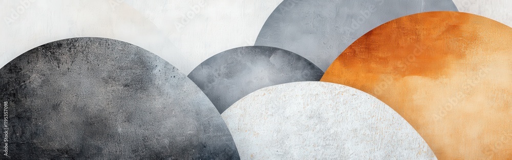 Poster Soft pencil strokes create abstract shapes in muted tones over a textured background
